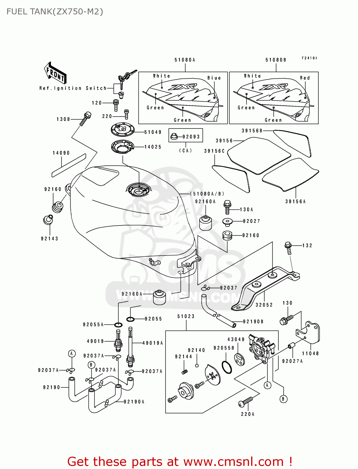 FUEL TANK(ZX750-M2) ZX750M2 ZXR750R 1994 EUROPE UK FR AR FG IT