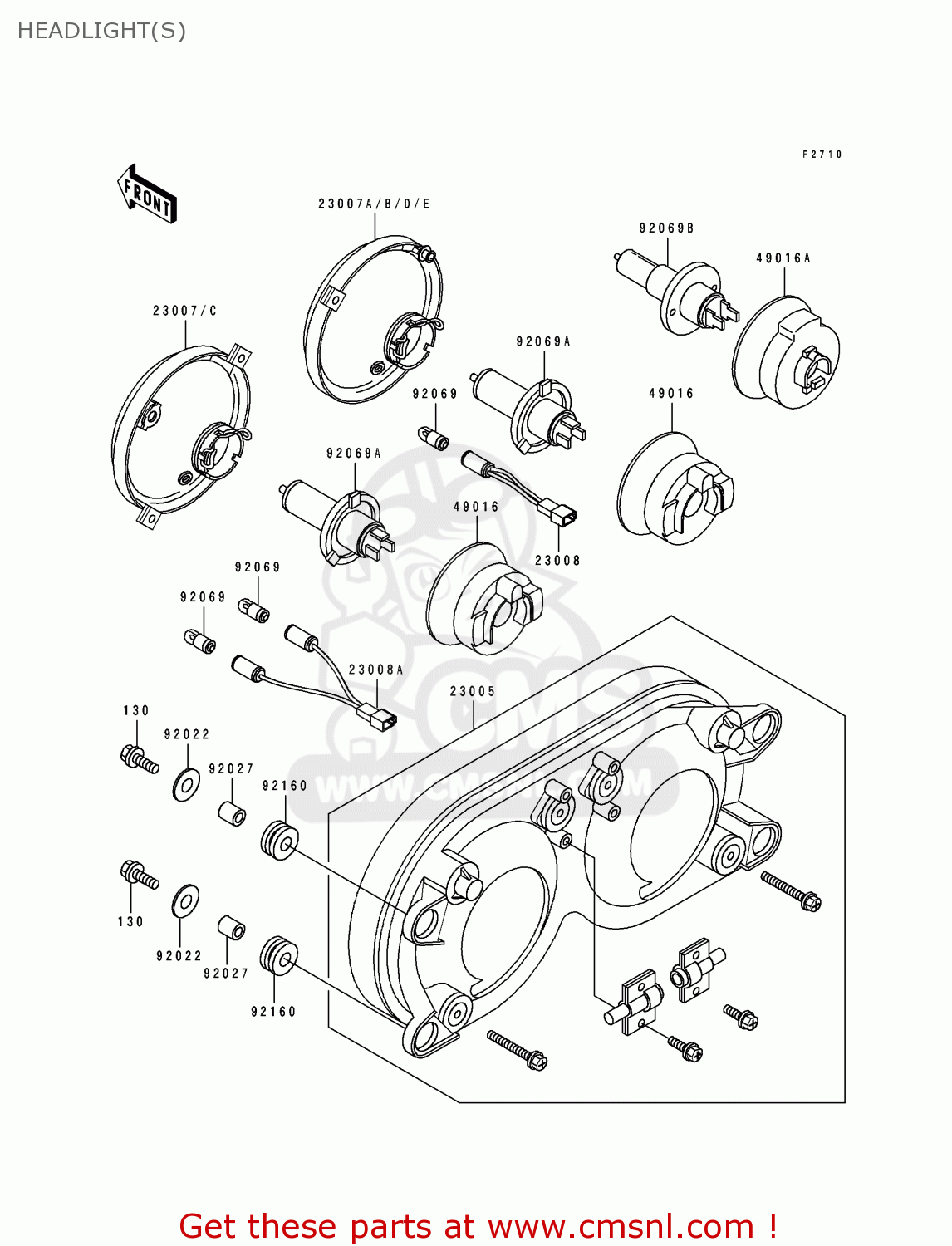 HEADLIGHT(S) ZX750M2 ZXR750R 1994 EUROPE UK FR AR FG IT