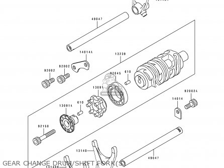 GEAR CHANGE DRUM/SHIFT FORK(S) - ZX750M2 ZXR750R 1994 EUROPE UK FR AR FG IT