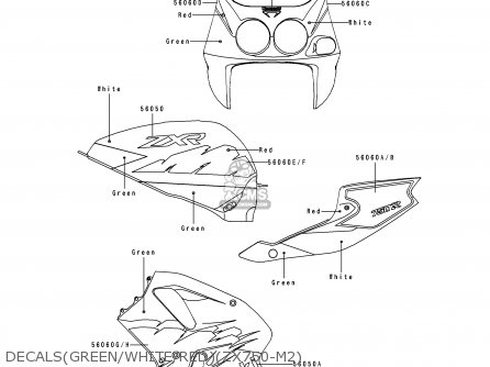 DECALS(GREEN/WHITE/RED)(ZX750-M2) - ZX750M2 ZXR750R 1994 EUROPE UK FR AR FG IT