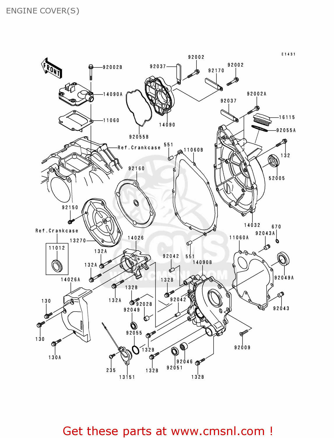 ENGINE COVER(S) ZX750N1 NINJA ZX7RR 1996 EUROPE UK FR AR FG IT