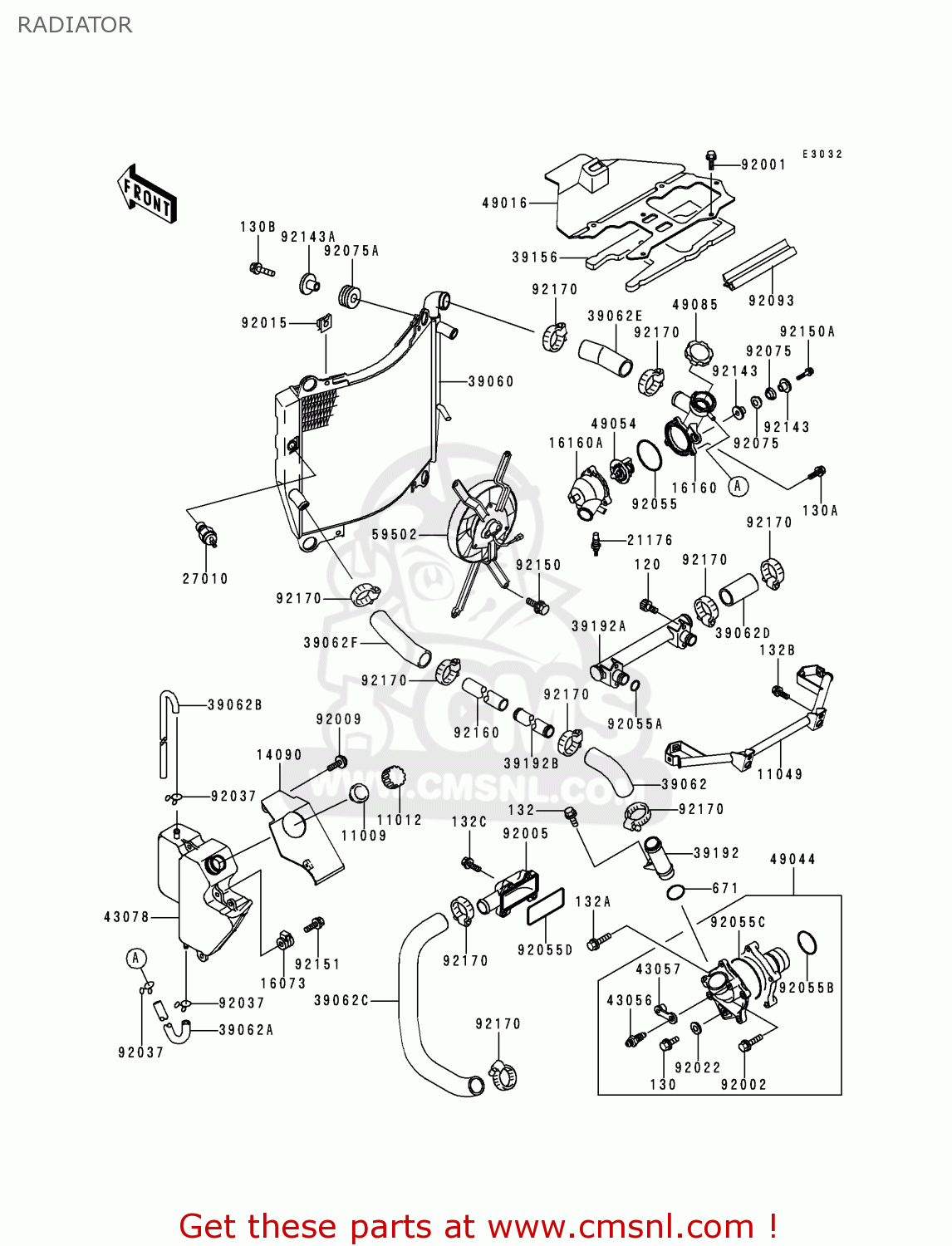 RADIATOR ZX750N1 NINJA ZX7RR 1996 EUROPE UK FR AR FG IT