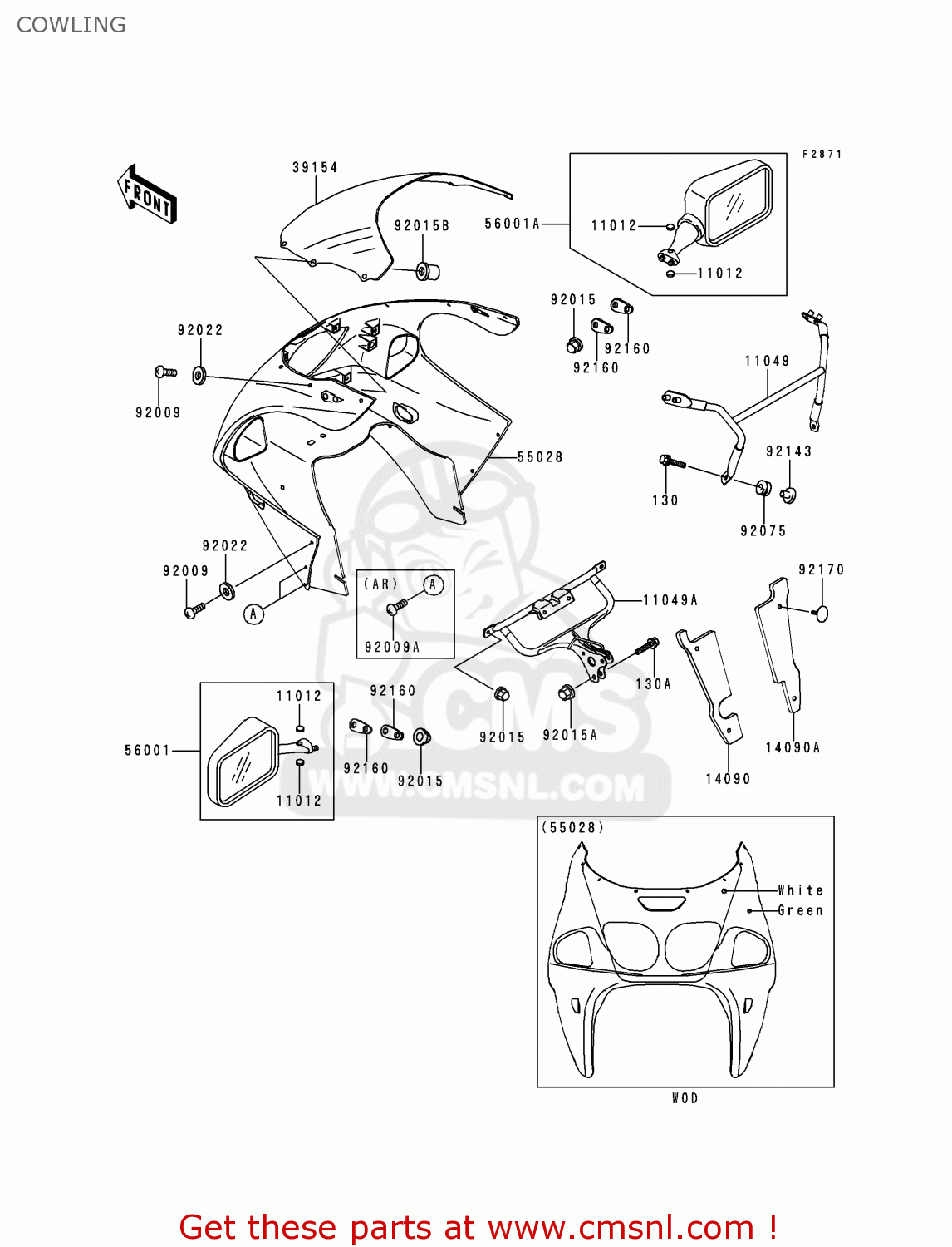 COWLING ZX750N1 NINJA ZX7RR 1996 EUROPE UK FR AR FG IT