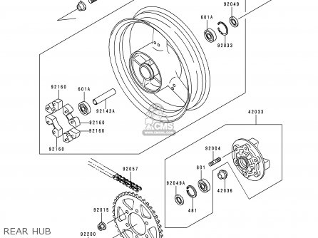 REAR HUB - ZX750N1 NINJA ZX7RR 1996 EUROPE UK FR AR FG IT