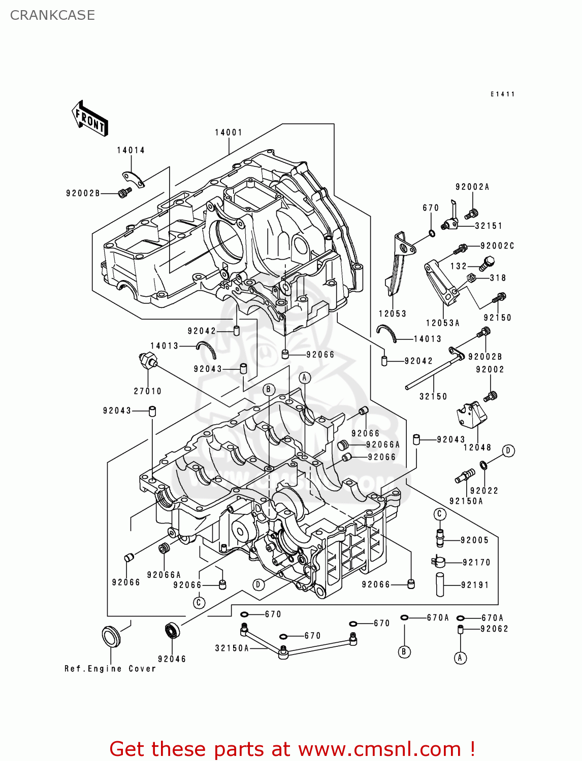 CRANKCASE ZX750N1 NINJA ZX7RR 1996 USA CALIFORNIA CANADA
