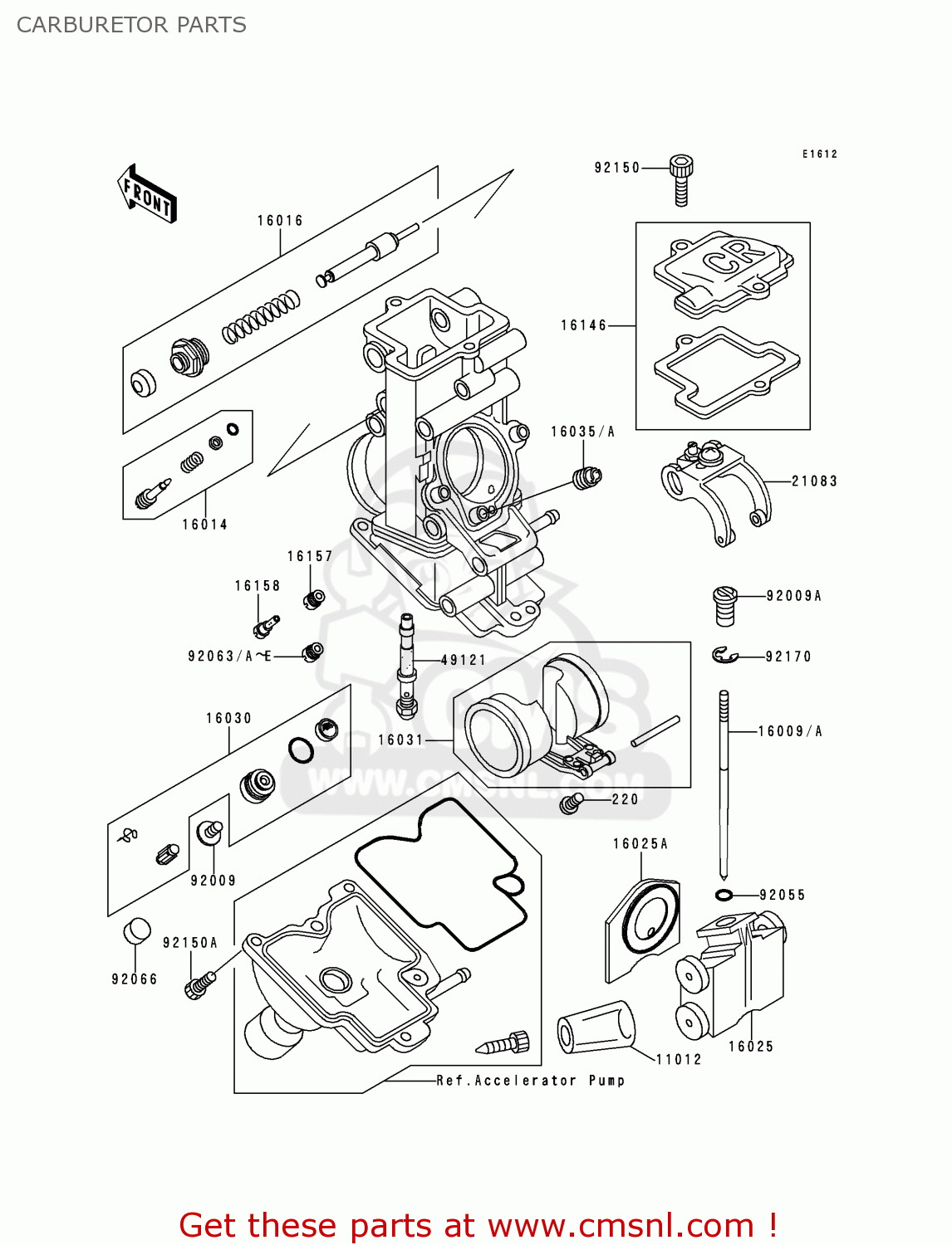CARBURETOR PARTS ZX750N1 NINJA ZX7RR 1996 USA CALIFORNIA CANADA