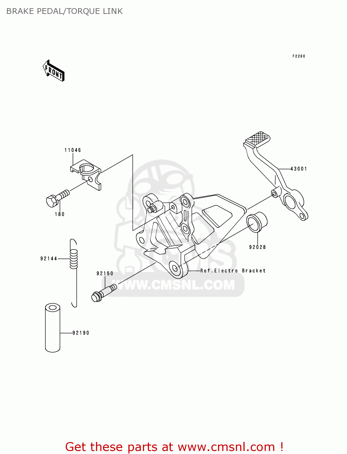 BRAKE PEDAL/TORQUE LINK ZX750N1 NINJA ZX7RR 1996 USA CALIFORNIA CANADA