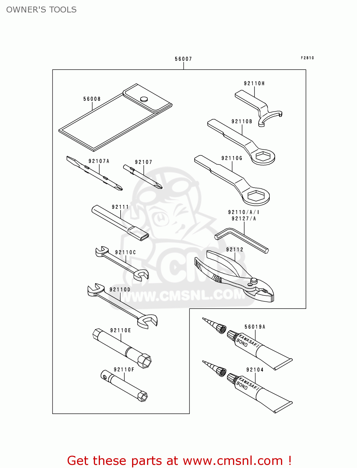 OWNER'S TOOLS ZX750N1 NINJA ZX7RR 1996 USA CALIFORNIA CANADA