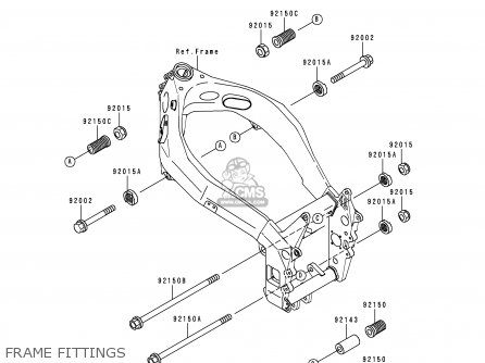 FRAME FITTINGS - ZX750N1 NINJA ZX7RR 1996 USA CALIFORNIA CANADA