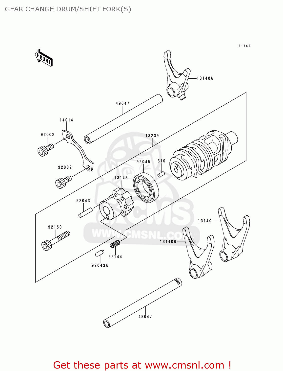 GEAR CHANGE DRUM/SHIFT FORK(S) ZX750N2 NINJA ZX7RR 1997 CANADA