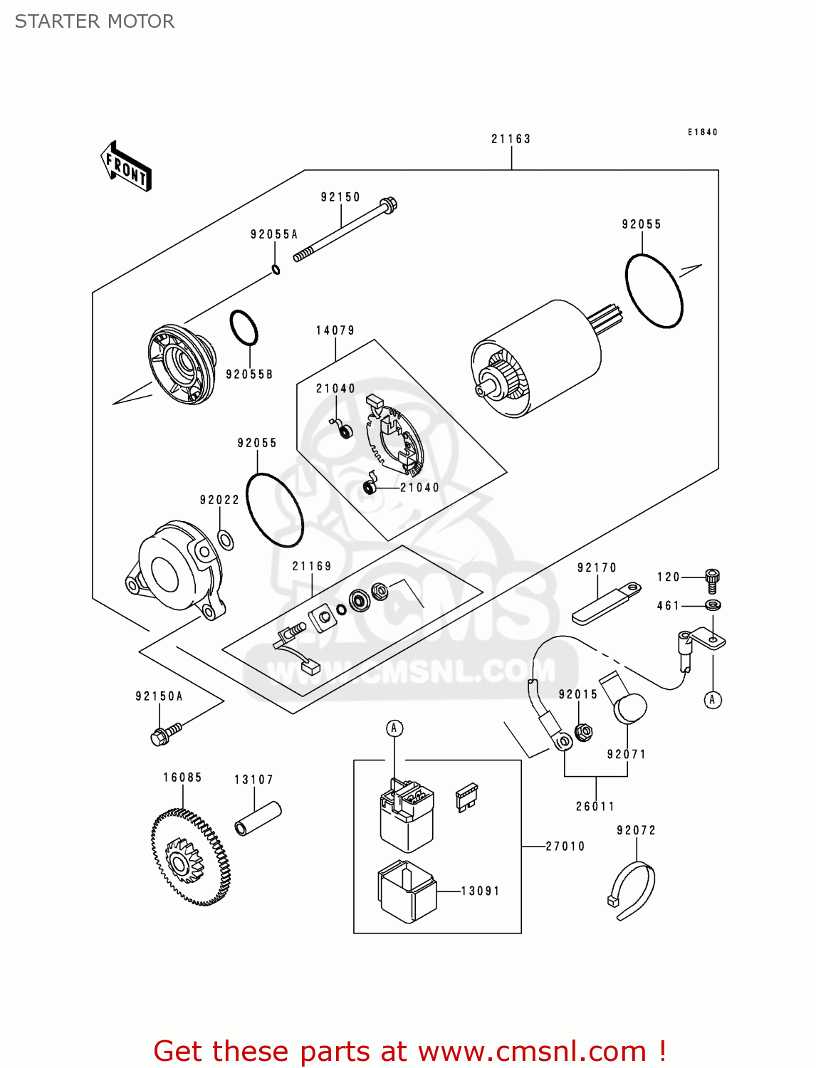 STARTER MOTOR ZX750N2 NINJA ZX7RR 1997 CANADA