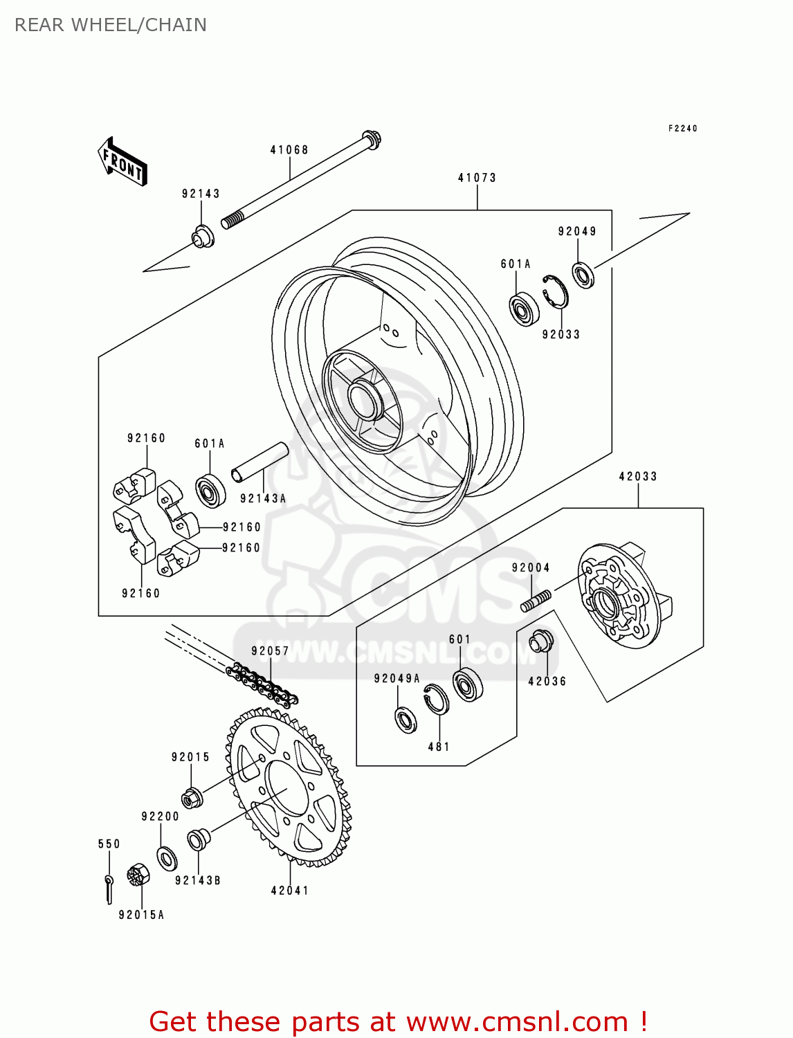 REAR WHEEL/CHAIN ZX750N2 NINJA ZX7RR 1997 CANADA