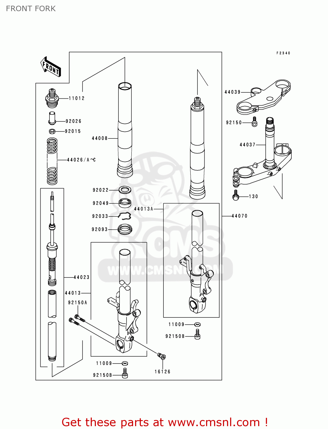 FRONT FORK ZX750N2 NINJA ZX7RR 1997 CANADA