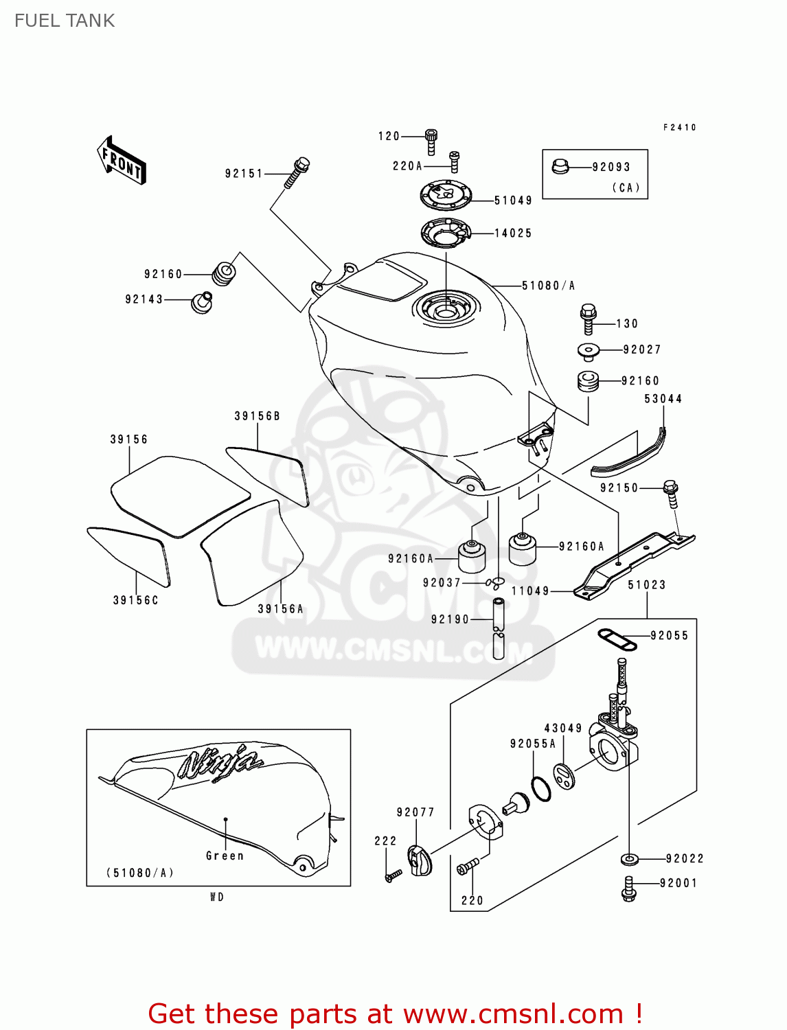 FUEL TANK ZX750N2 NINJA ZX7RR 1997 CANADA