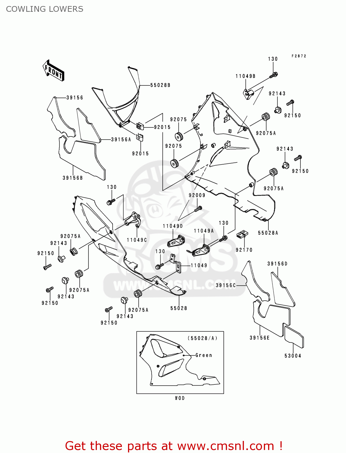 COWLING LOWERS ZX750N2 NINJA ZX7RR 1997 CANADA
