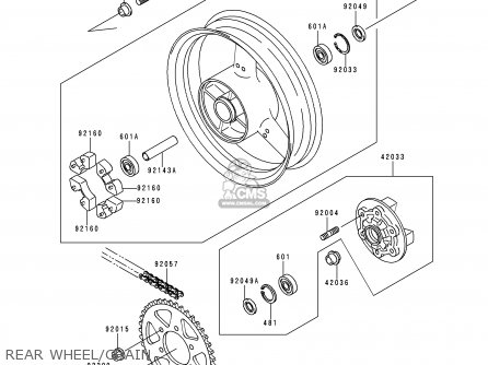REAR WHEEL/CHAIN - ZX750N2 NINJA ZX7RR 1997 CANADA