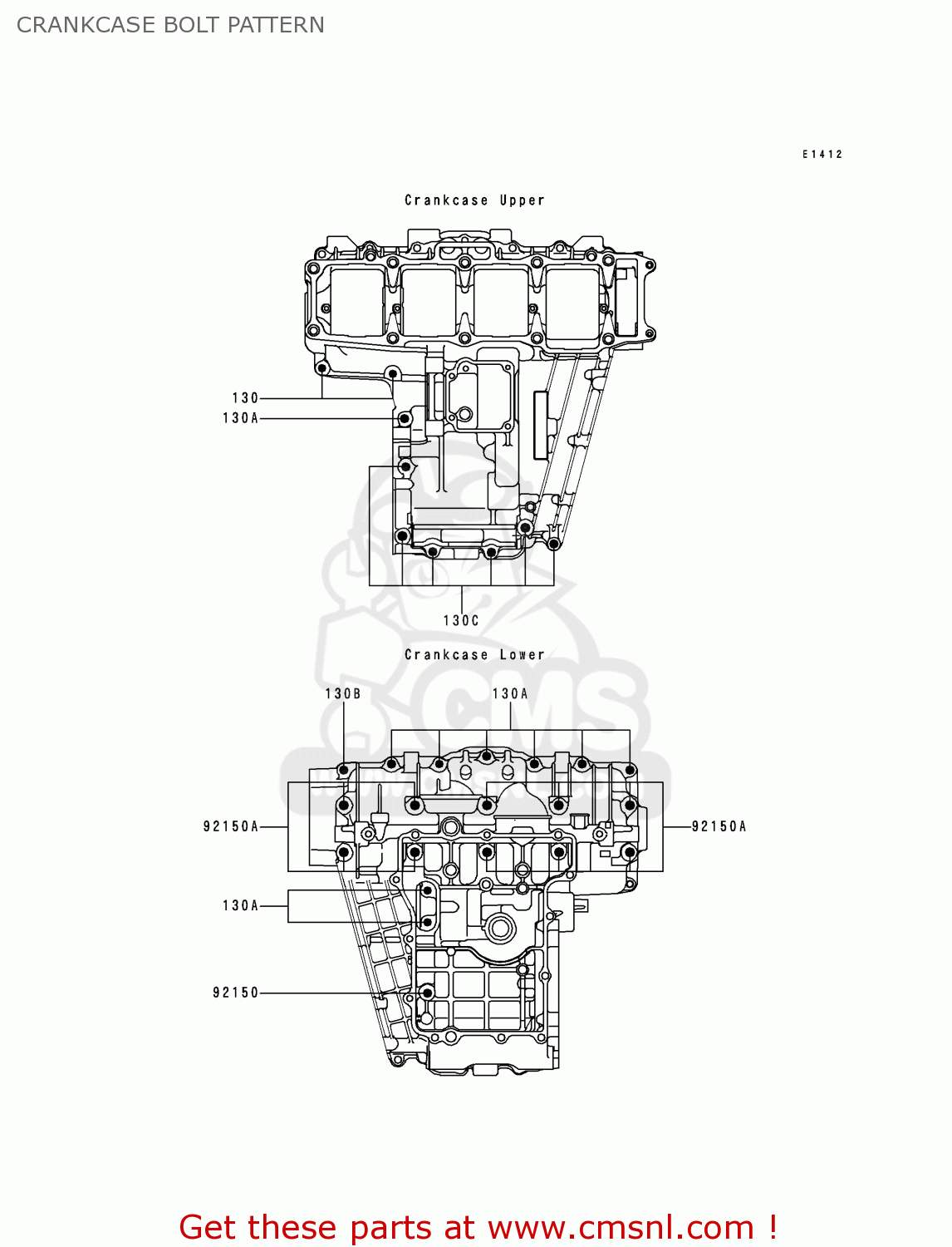 CRANKCASE BOLT PATTERN ZX750N2 NINJA ZX7RR 1997 NETHERLANDS AR