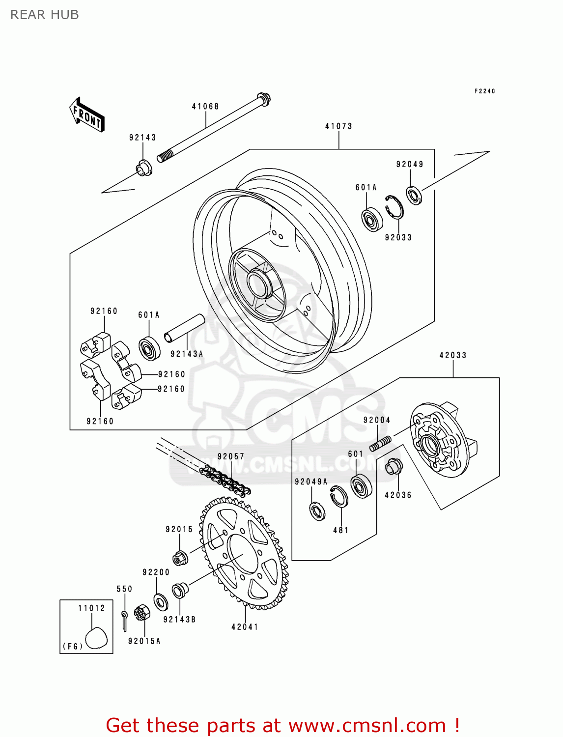 REAR HUB ZX750N2 NINJA ZX7RR 1997 NETHERLANDS AR
