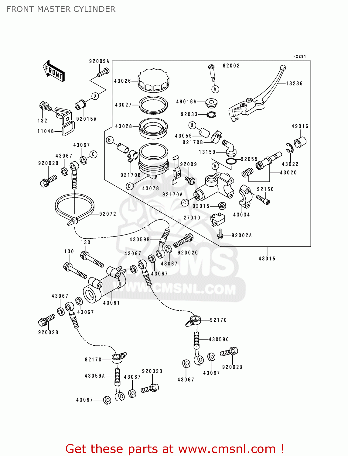 FRONT MASTER CYLINDER ZX750N2 NINJA ZX7RR 1997 NETHERLANDS AR