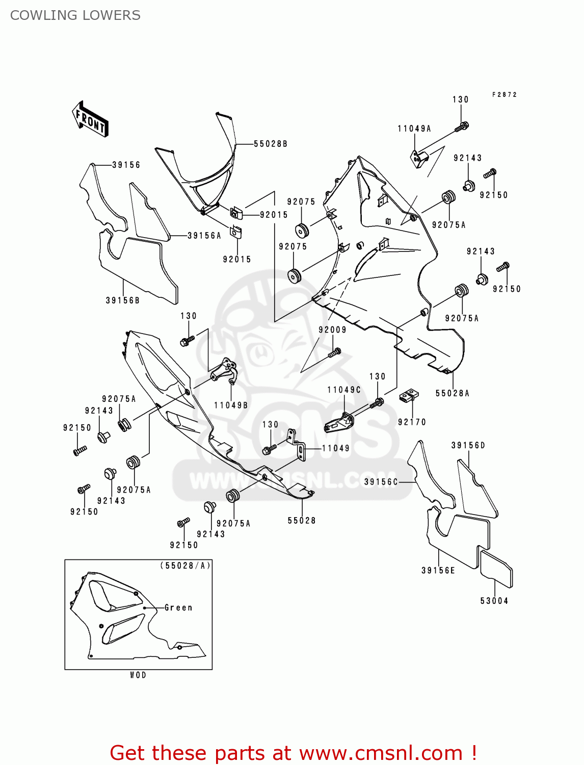 COWLING LOWERS ZX750N2 NINJA ZX7RR 1997 NETHERLANDS AR