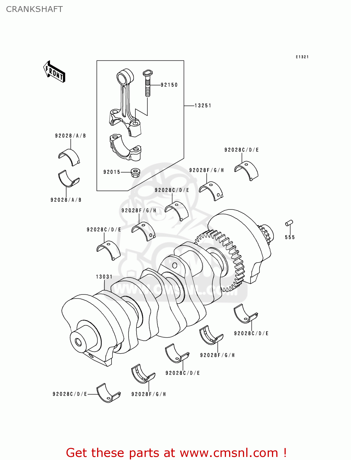 CRANKSHAFT ZX750P1 NINJA ZX7R 1996 EUROPE UK FR NL AR FG GR IT NR SD SP ST
