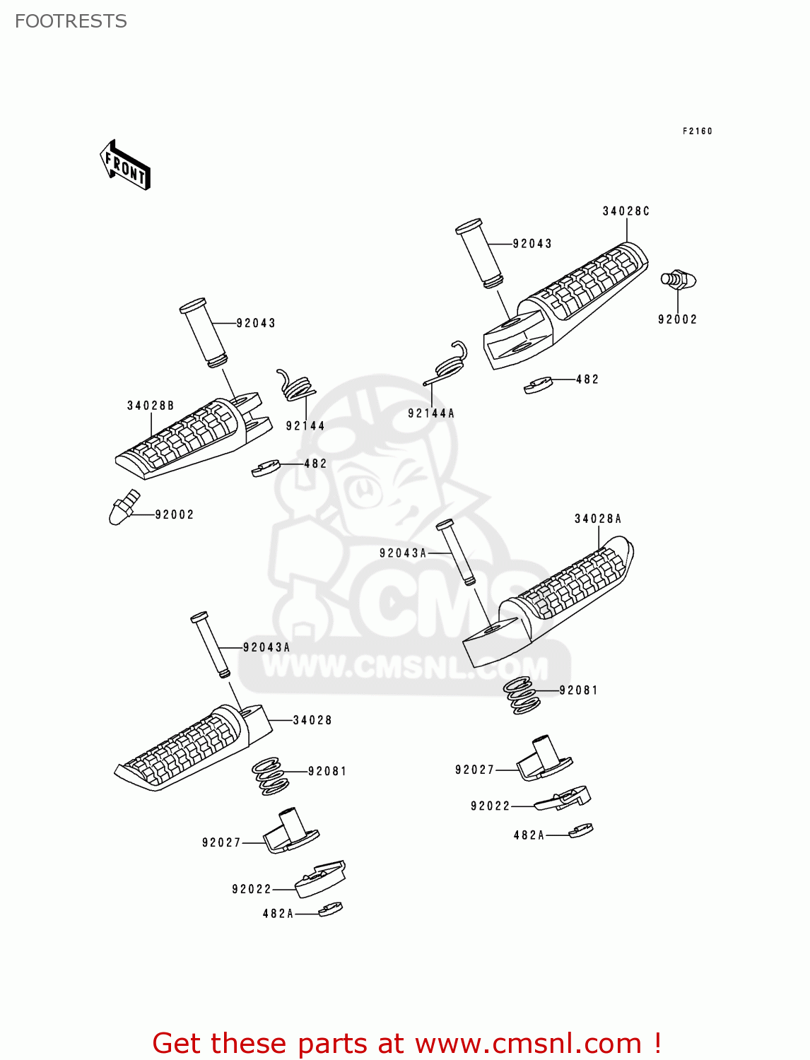 FOOTRESTS ZX750P1 NINJA ZX7R 1996 EUROPE UK FR NL AR FG GR IT NR SD SP ST