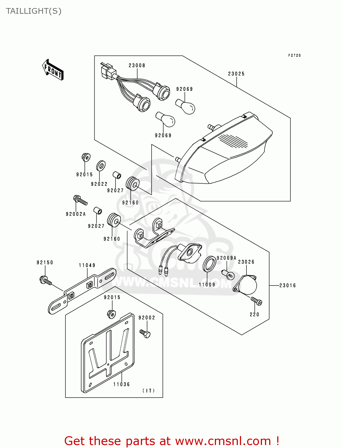 TAILLIGHT(S) ZX750P1 NINJA ZX7R 1996 EUROPE UK FR NL AR FG GR IT NR SD SP ST