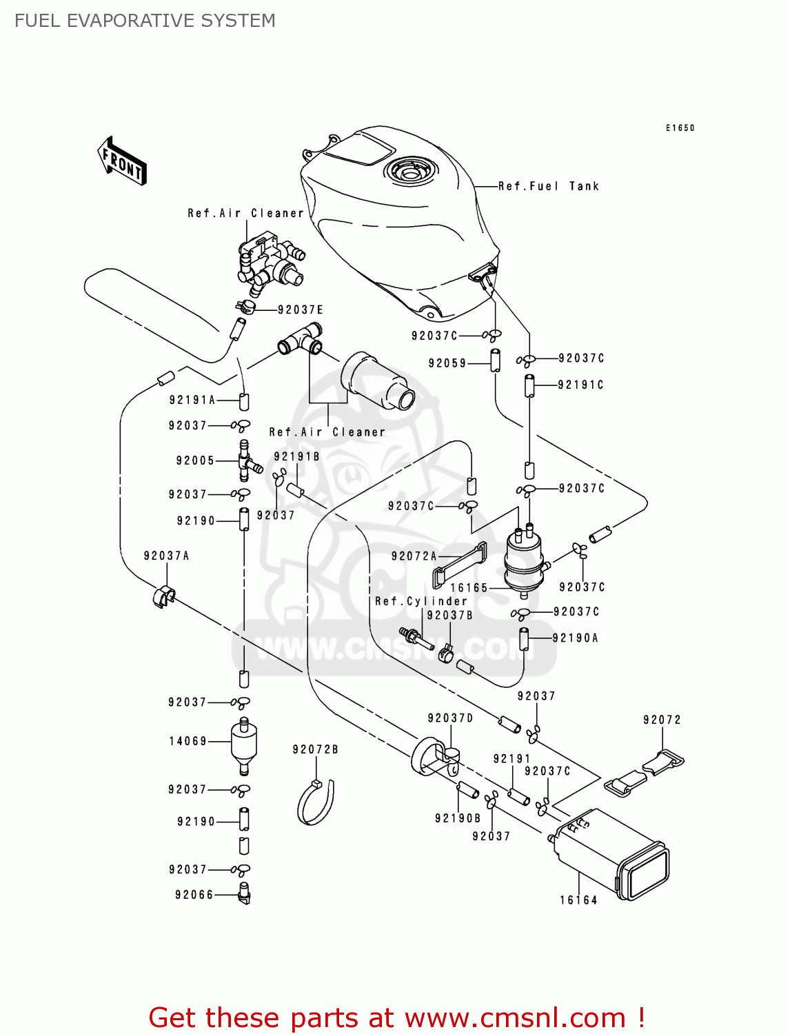 FUEL EVAPORATIVE SYSTEM ZX750P1 NINJA ZX7R 1996 USA CALIFORNIA CANADA