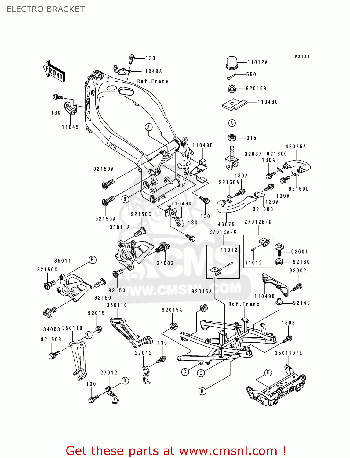 ELECTRO BRACKET ZX750P1 NINJA ZX7R 1996 USA CALIFORNIA CANADA
