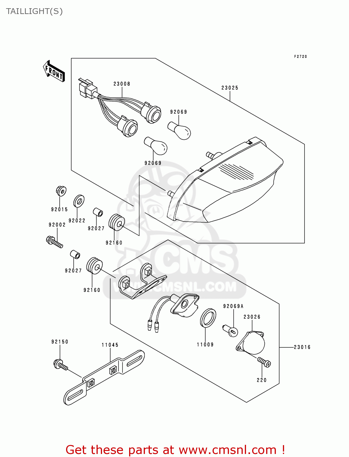 TAILLIGHT(S) ZX750P1 NINJA ZX7R 1996 USA CALIFORNIA CANADA