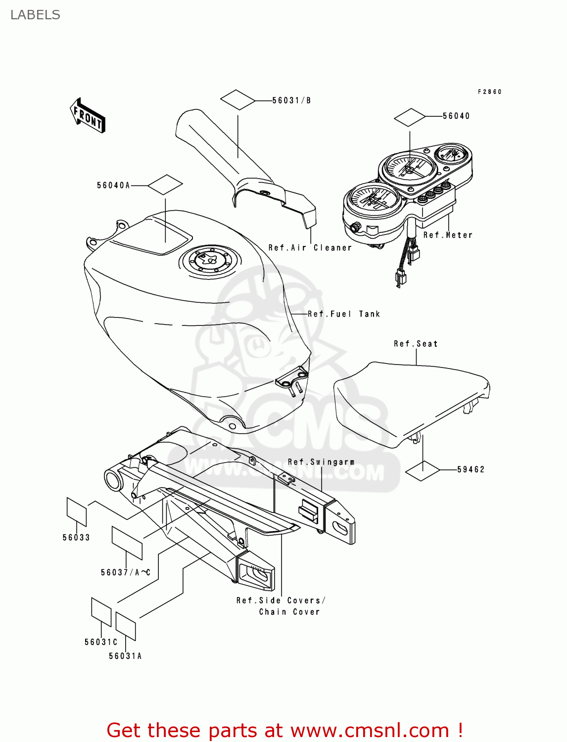 LABELS ZX750P1 NINJA ZX7R 1996 USA CALIFORNIA CANADA