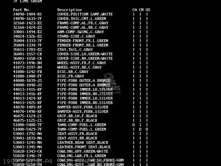 1999 ZX750-P4     7F LIME GREEN - ZX750P1 NINJA ZX7R 1996 USA CALIFORNIA CANADA