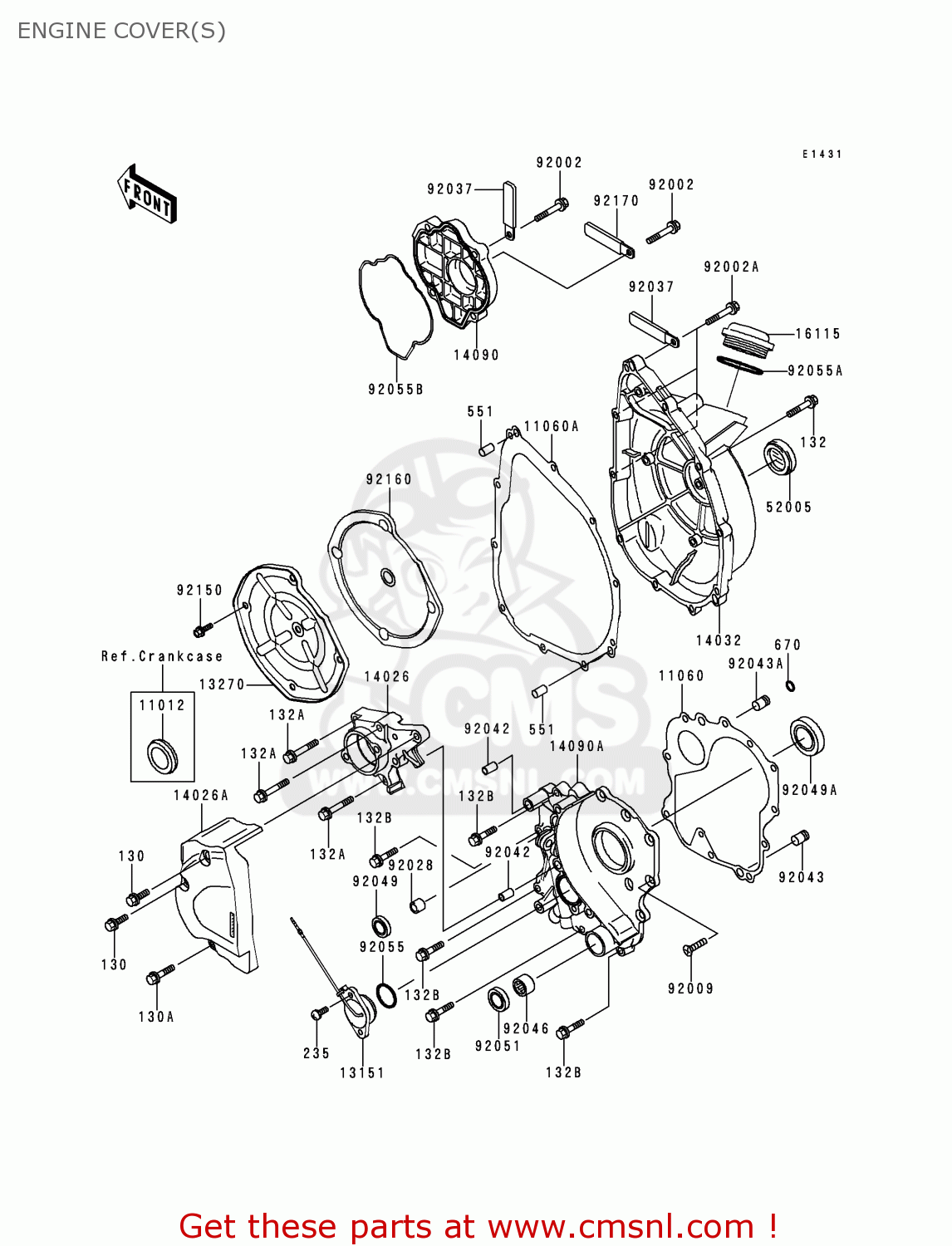 ENGINE COVER(S) ZX750P2 NINJA ZX7R 1997 EUROPE UK FR NL AR FG GR IT NR SD SP ST