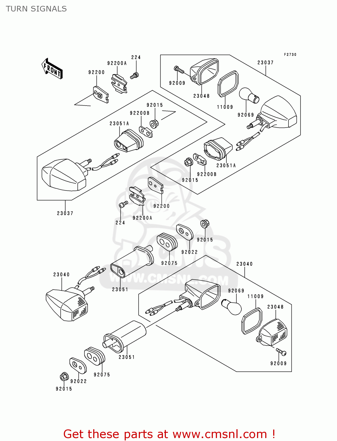 TURN SIGNALS ZX750P2 NINJA ZX7R 1997 EUROPE UK FR NL AR FG GR IT NR SD SP ST