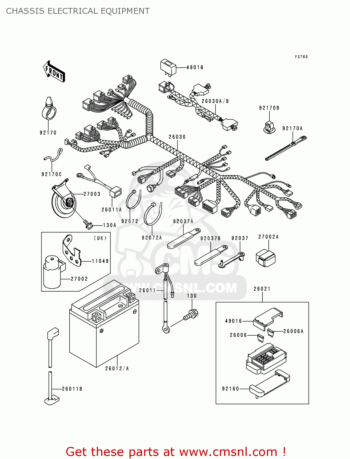 CHASSIS ELECTRICAL EQUIPMENT ZX750P2 NINJA ZX7R 1997 EUROPE UK FR NL AR FG GR IT NR SD SP ST