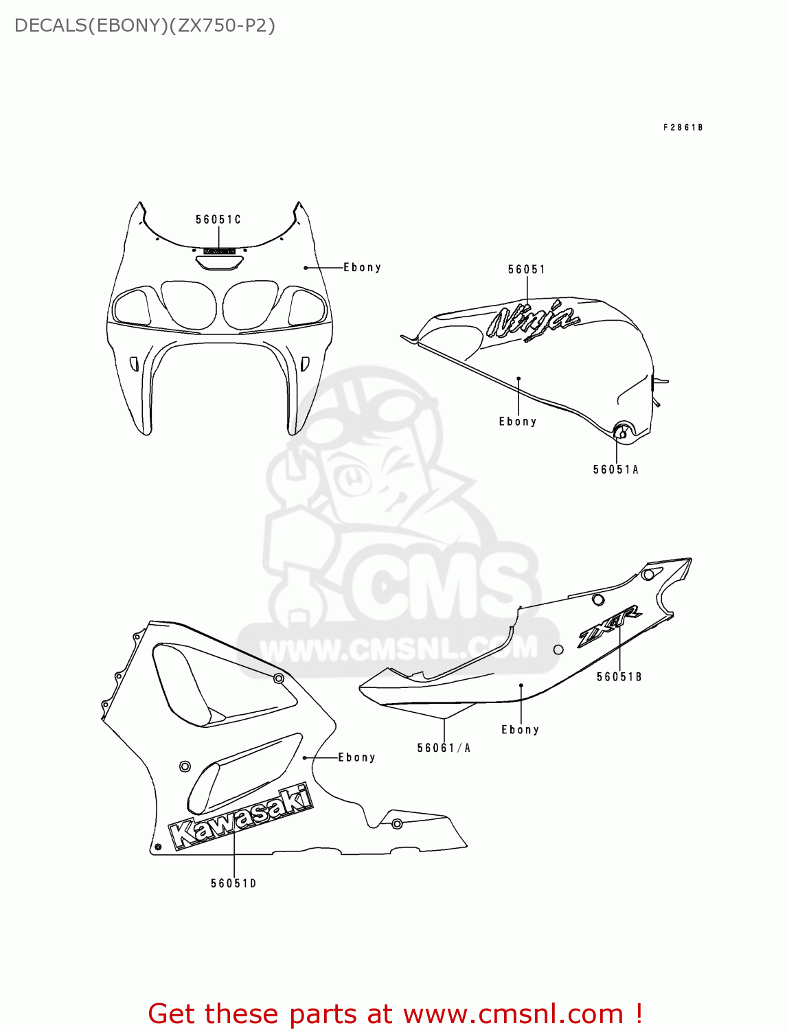 DECALS(EBONY)(ZX750-P2) ZX750P2 NINJA ZX7R 1997 EUROPE UK FR NL AR FG GR IT NR SD SP ST
