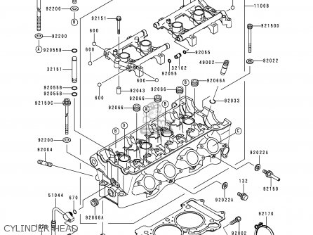 CYLINDER HEAD - ZX750P2 NINJA ZX7R 1997 EUROPE UK FR NL AR FG GR IT NR SD SP ST