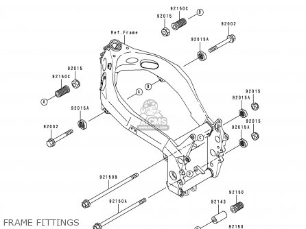 FRAME FITTINGS - ZX750P2 NINJA ZX7R 1997 EUROPE UK FR NL AR FG GR IT NR SD SP ST