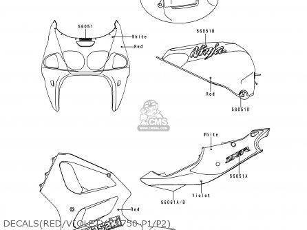 DECALS(RED/VIOLET)(ZX750-P1/P2) - ZX750P2 NINJA ZX7R 1997 EUROPE UK FR NL AR FG GR IT NR SD SP ST