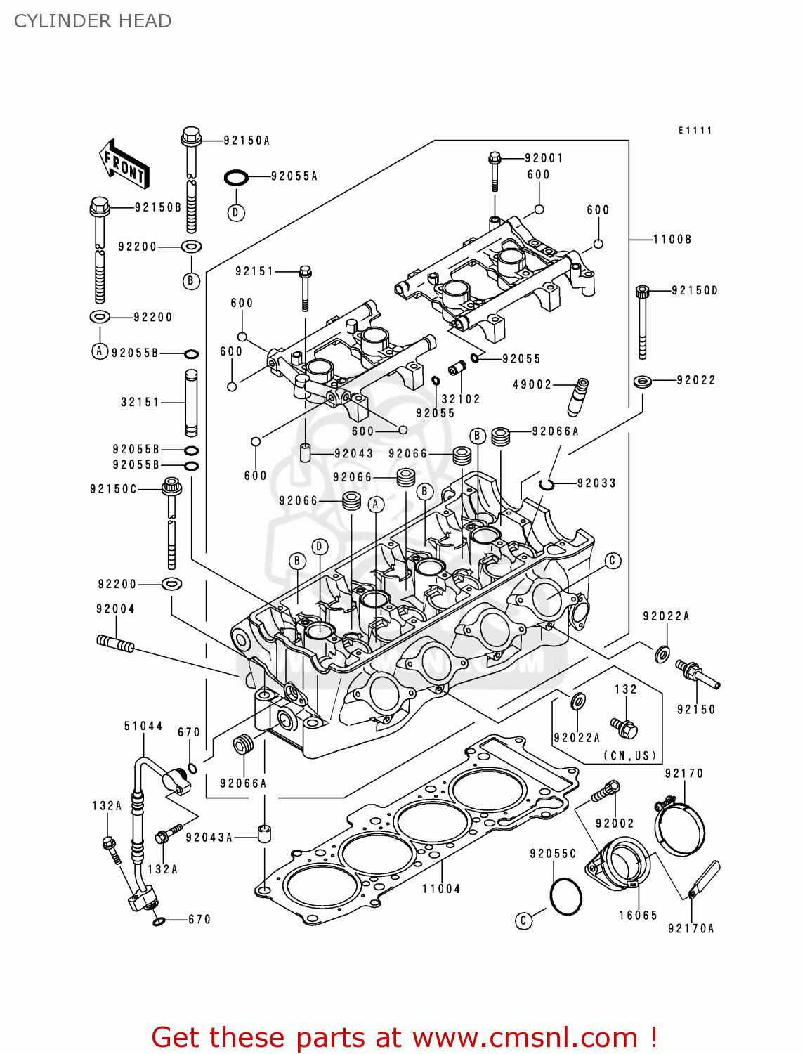 CYLINDER HEAD ZX750P2 NINJA ZX7R 1997 USA CALIFORNIA CANADA