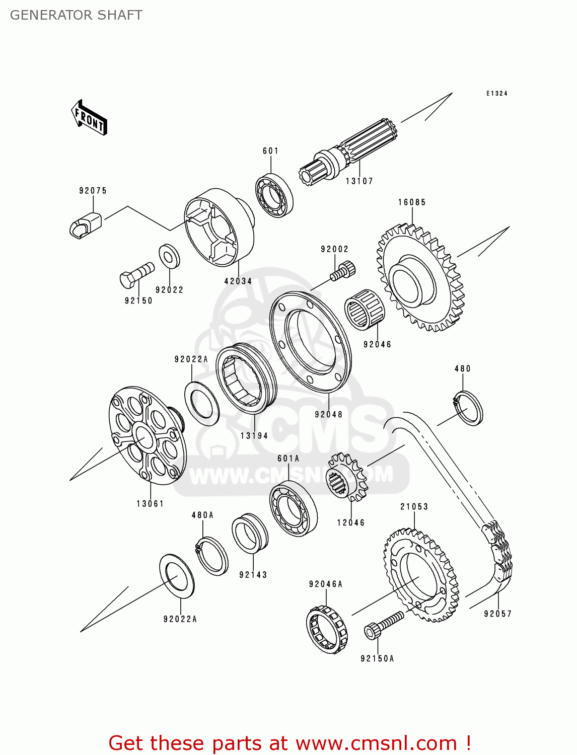GENERATOR SHAFT ZX750P2 NINJA ZX7R 1997 USA CALIFORNIA CANADA
