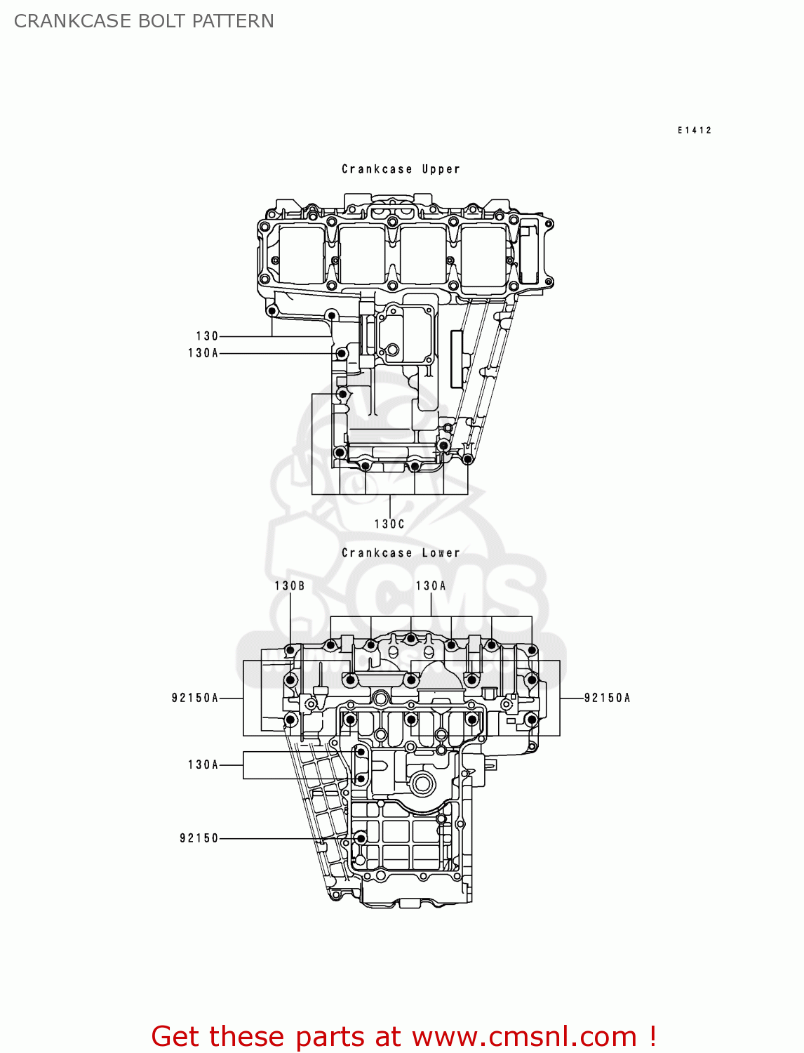 CRANKCASE BOLT PATTERN ZX750P2 NINJA ZX7R 1997 USA CALIFORNIA CANADA