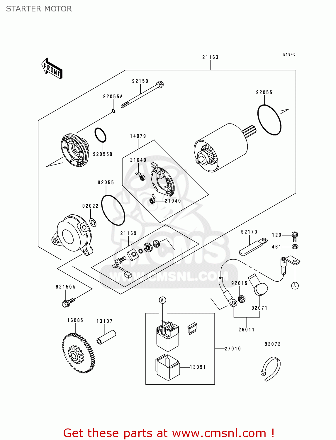 STARTER MOTOR ZX750P2 NINJA ZX7R 1997 USA CALIFORNIA CANADA