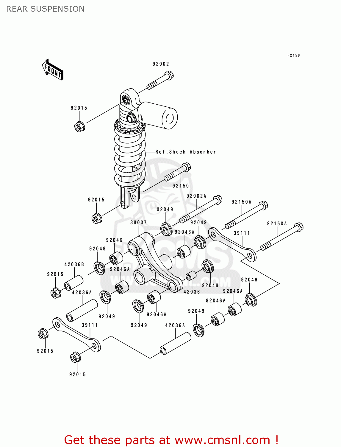 REAR SUSPENSION ZX750P2 NINJA ZX7R 1997 USA CALIFORNIA CANADA
