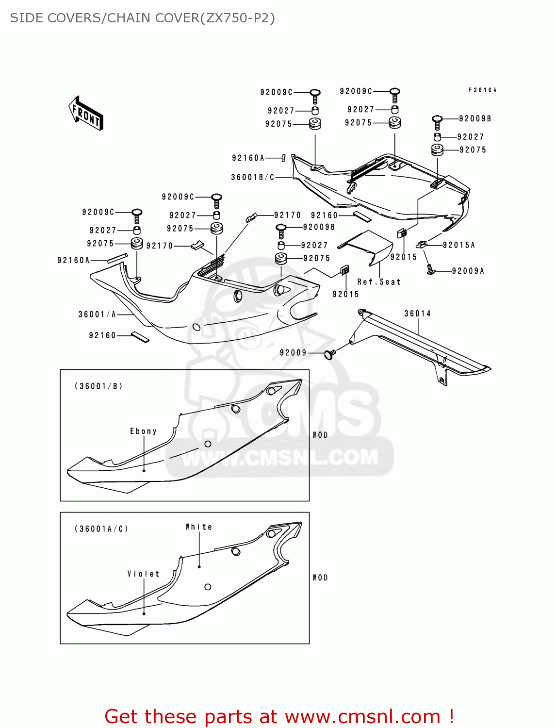 SIDE COVERS/CHAIN COVER(ZX750-P2) ZX750P2 NINJA ZX7R 1997 USA CALIFORNIA CANADA