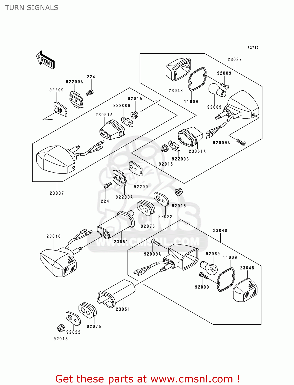 TURN SIGNALS ZX750P2 NINJA ZX7R 1997 USA CALIFORNIA CANADA