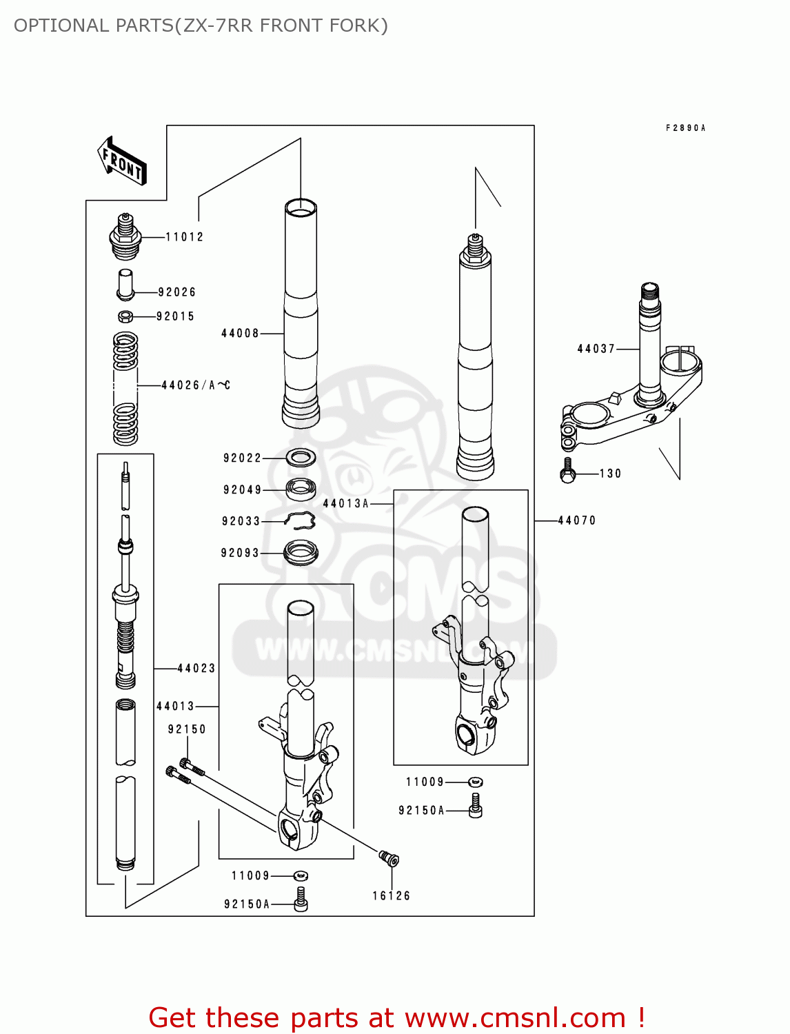 OPTIONAL PARTS(ZX-7RR FRONT FORK) ZX750P2 NINJA ZX7R 1997 USA CALIFORNIA CANADA