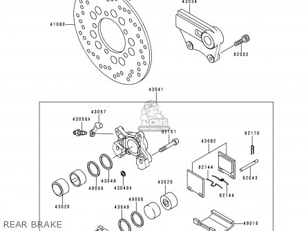 REAR BRAKE - ZX750P2 NINJA ZX7R 1997 USA CALIFORNIA CANADA