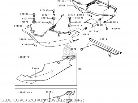SIDE COVERS/CHAIN COVER(ZX750-P2) - ZX750P2 NINJA ZX7R 1997 USA CALIFORNIA CANADA