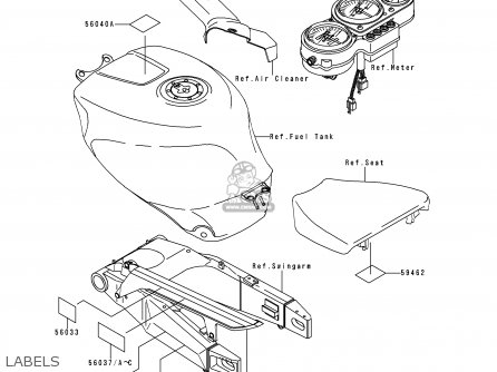 LABELS - ZX750P2 NINJA ZX7R 1997 USA CALIFORNIA CANADA
